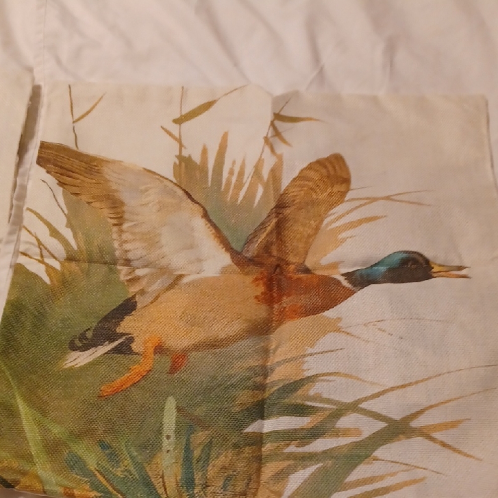 2 Nwt  Duck Print Pillow Cover - Green and Brown Double Sided